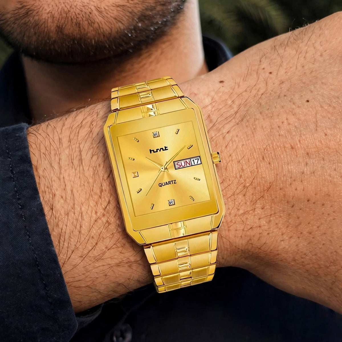 Automatic Watch | Alloy Band with Champagne Dial & American Diamond For Men