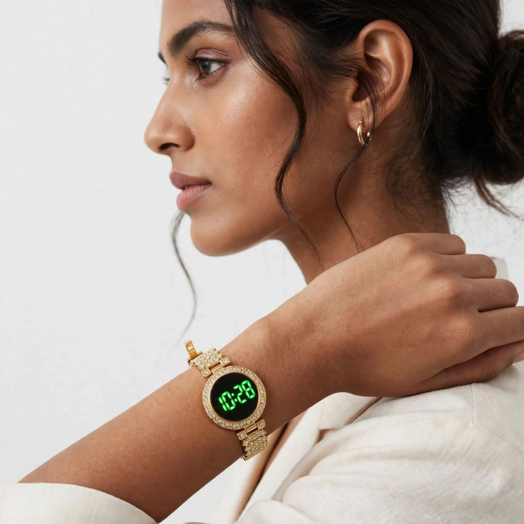 LED Bracelet Watch for Girls | Digital Automatic Crystal Party Watch For Women