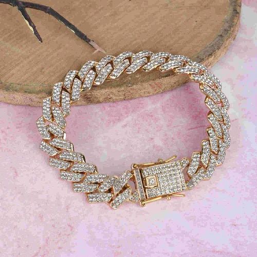 Bracelet | AD Studded Stainless Steel Bracelet FFBL166_A For Men