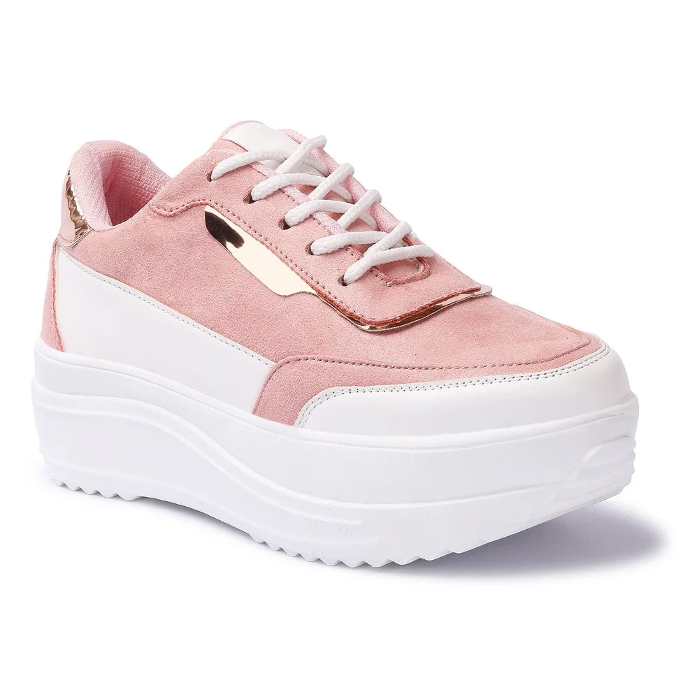Women White Pink Sneakers