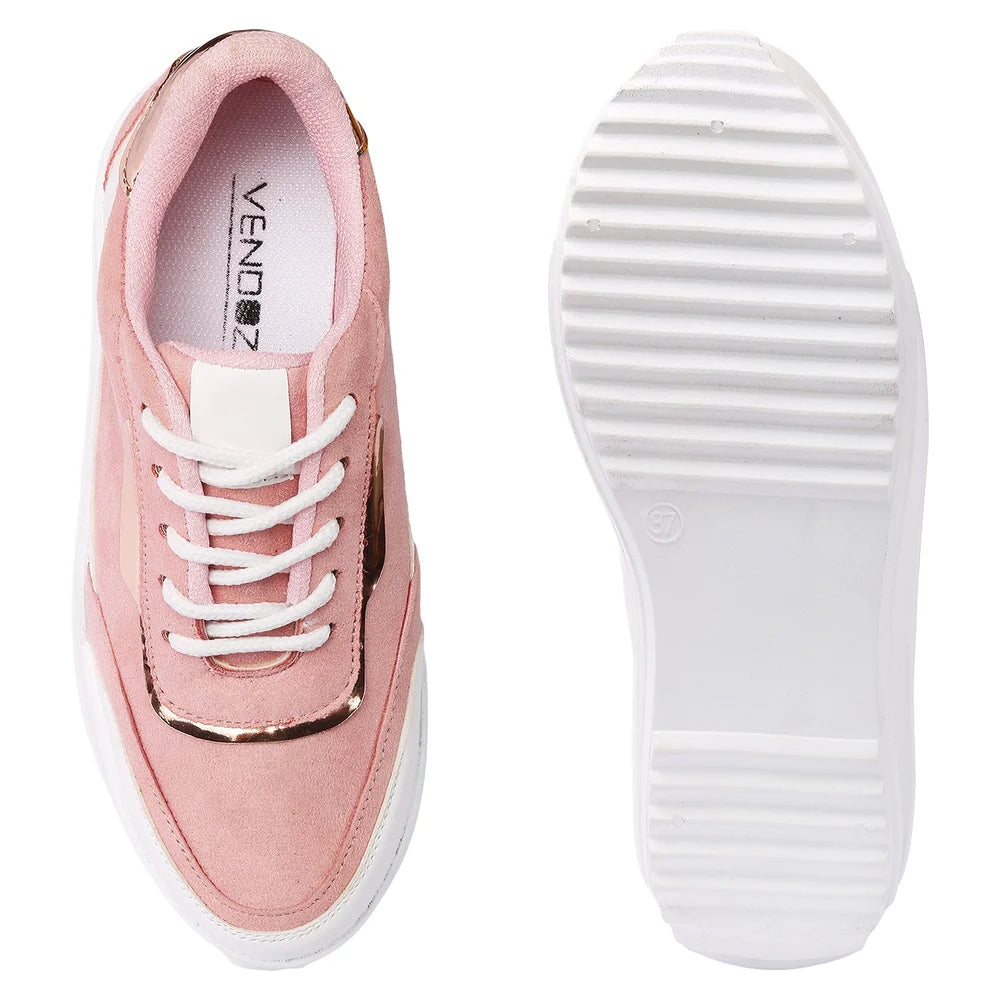 Women White Pink Sneakers