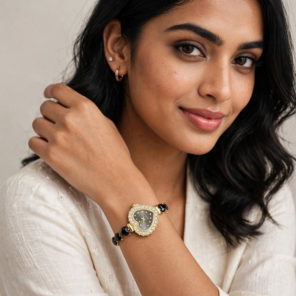 Fashion Frill Heart Watch Bracelet | Plated FFBL269 For Women
