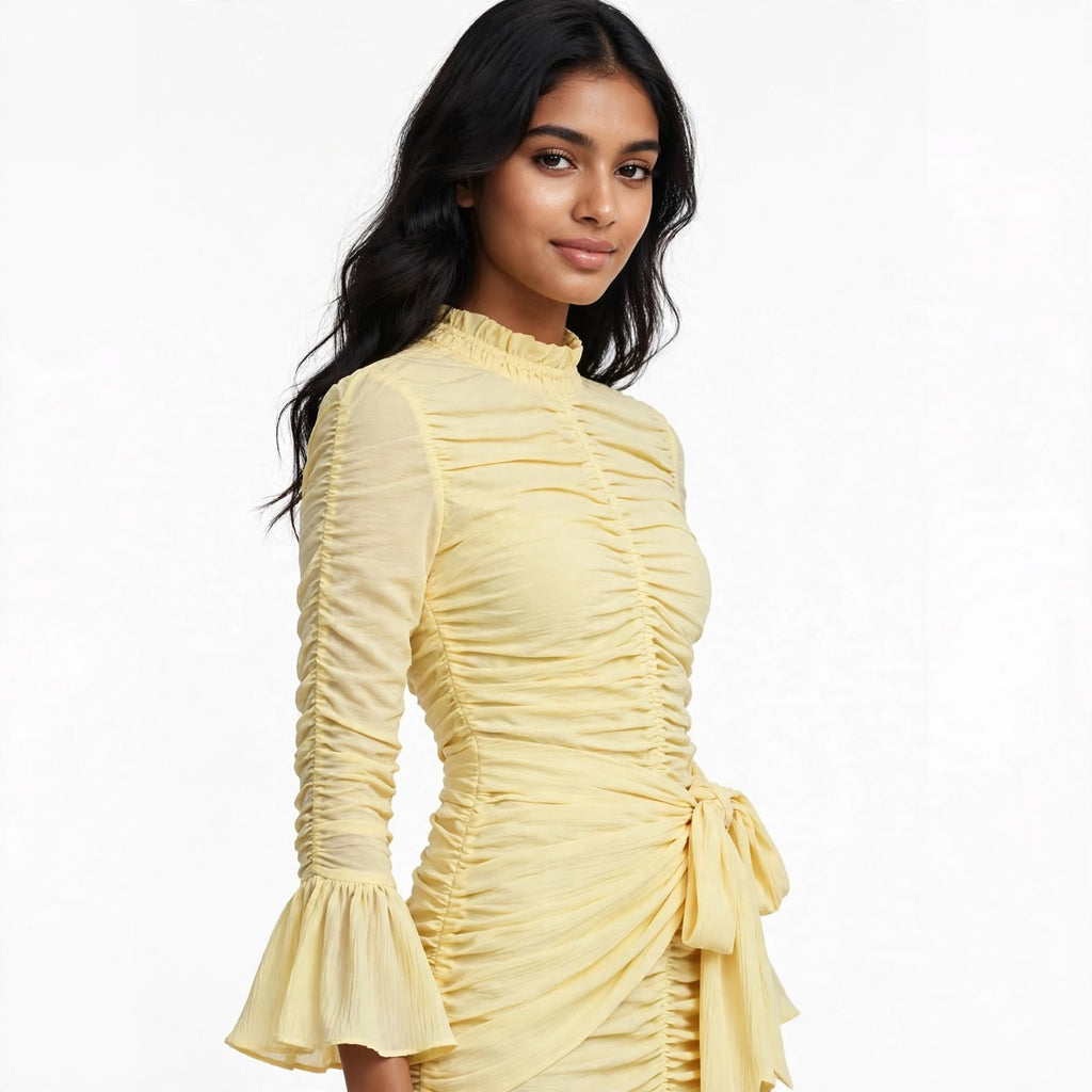 Wo Bodycon Party Wear Dress | Full Sleeve Round Neck Stitched Dress For Women