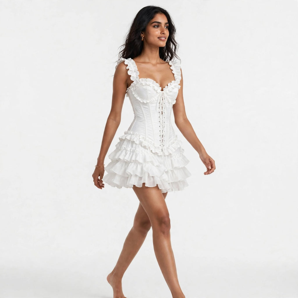 Wo Georgette A-Line Dress | Sleeveless V-Neck Mini Party Dress For Women