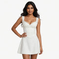 Wo Georgette A-Line Dress | Sleeveless V-Neck Mini Party Dress For Women