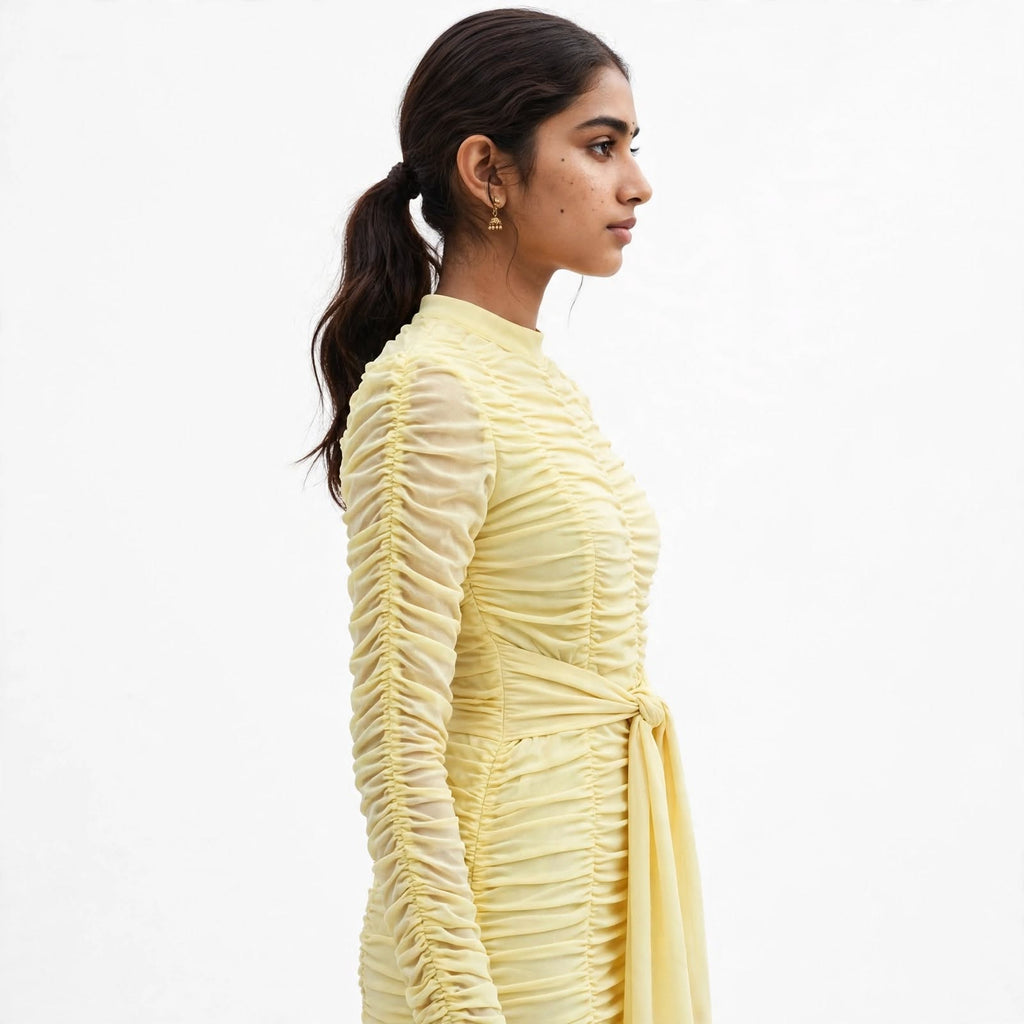 Wo Bodycon Party Wear Dress | Full Sleeve Round Neck Stitched Dress For Women