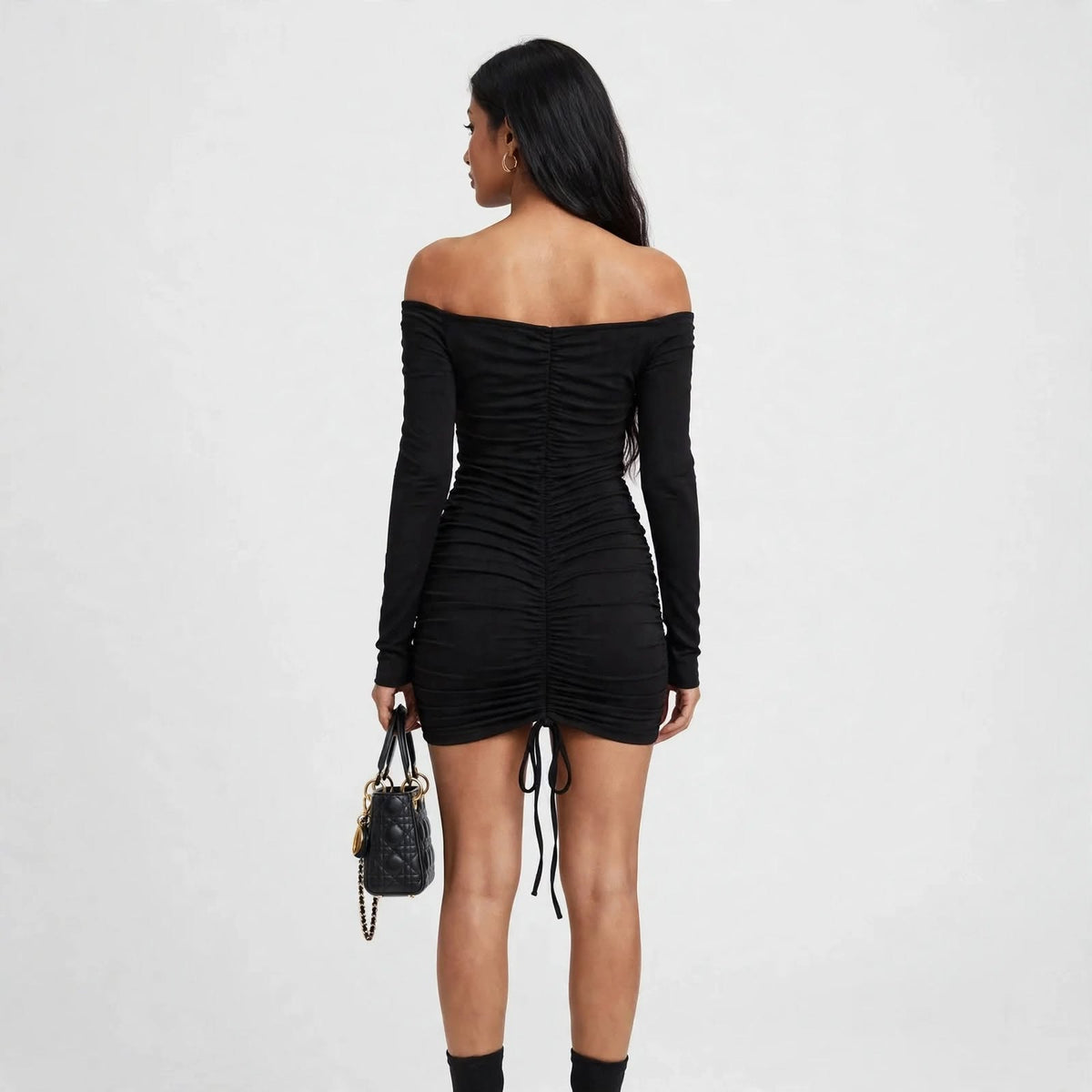 Wo Ribbed Midi Dress | Full Sleeve Indo Western Casual Dress For Women