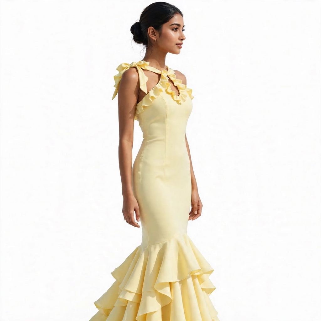 Wo Mermaid Gown | Sleeveless Square Neck Ankle Length Party Dress For Women