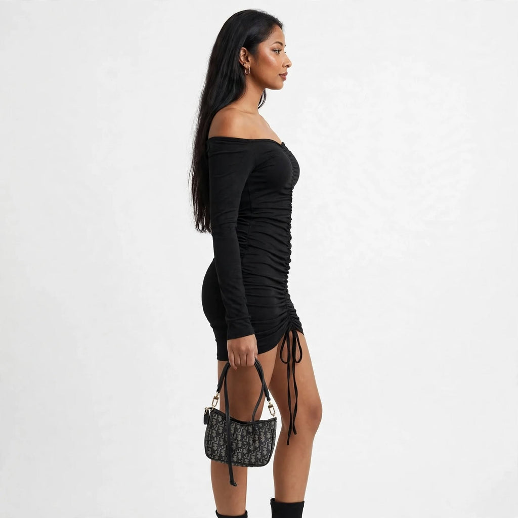 Wo Ribbed Midi Dress | Full Sleeve Indo Western Casual Dress For Women