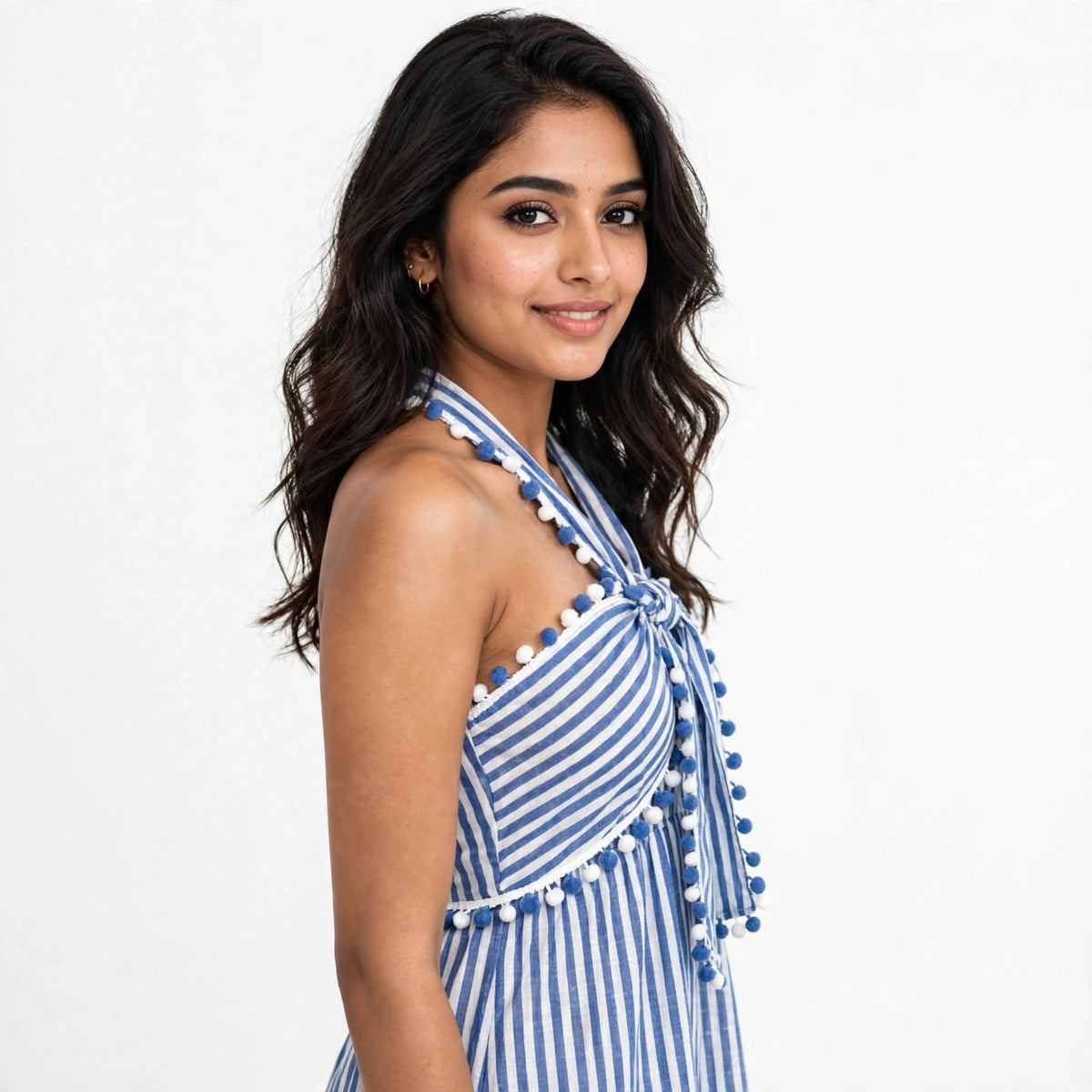 Wo Cotton Beach Wear Dress | V Neck Lace Work Resort Dress For Women
