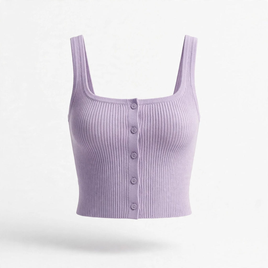 Wo Cotton Crop Top | Sleeveless Square Neck Casual Top For Women