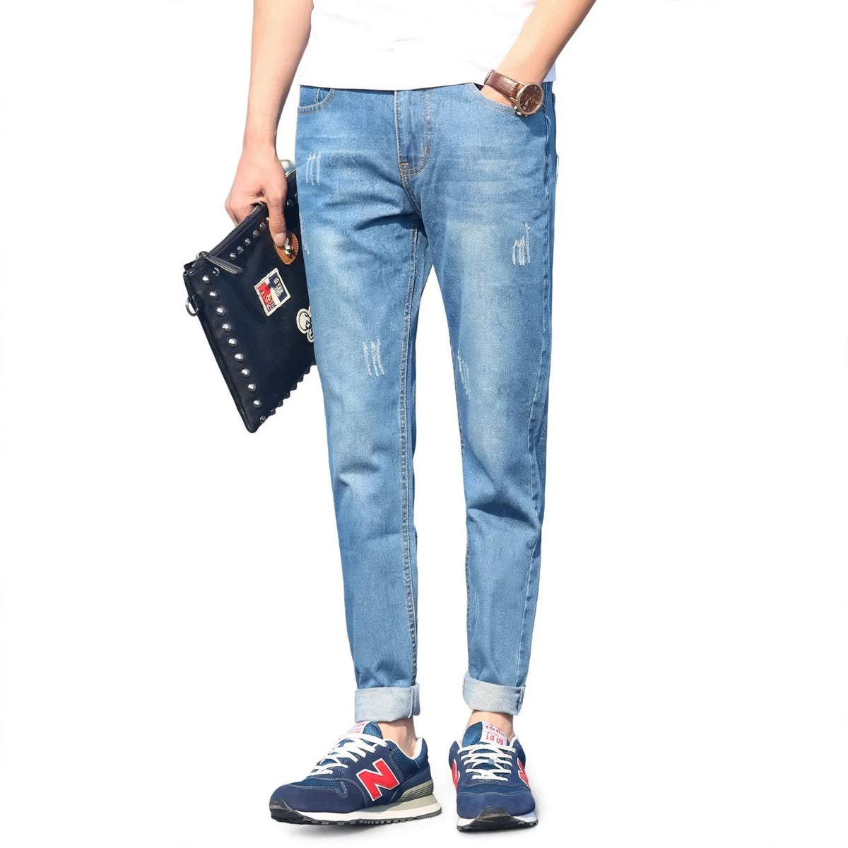 Cotton Narrow Fit Denim Jeans – Faded Casual Wear For Men