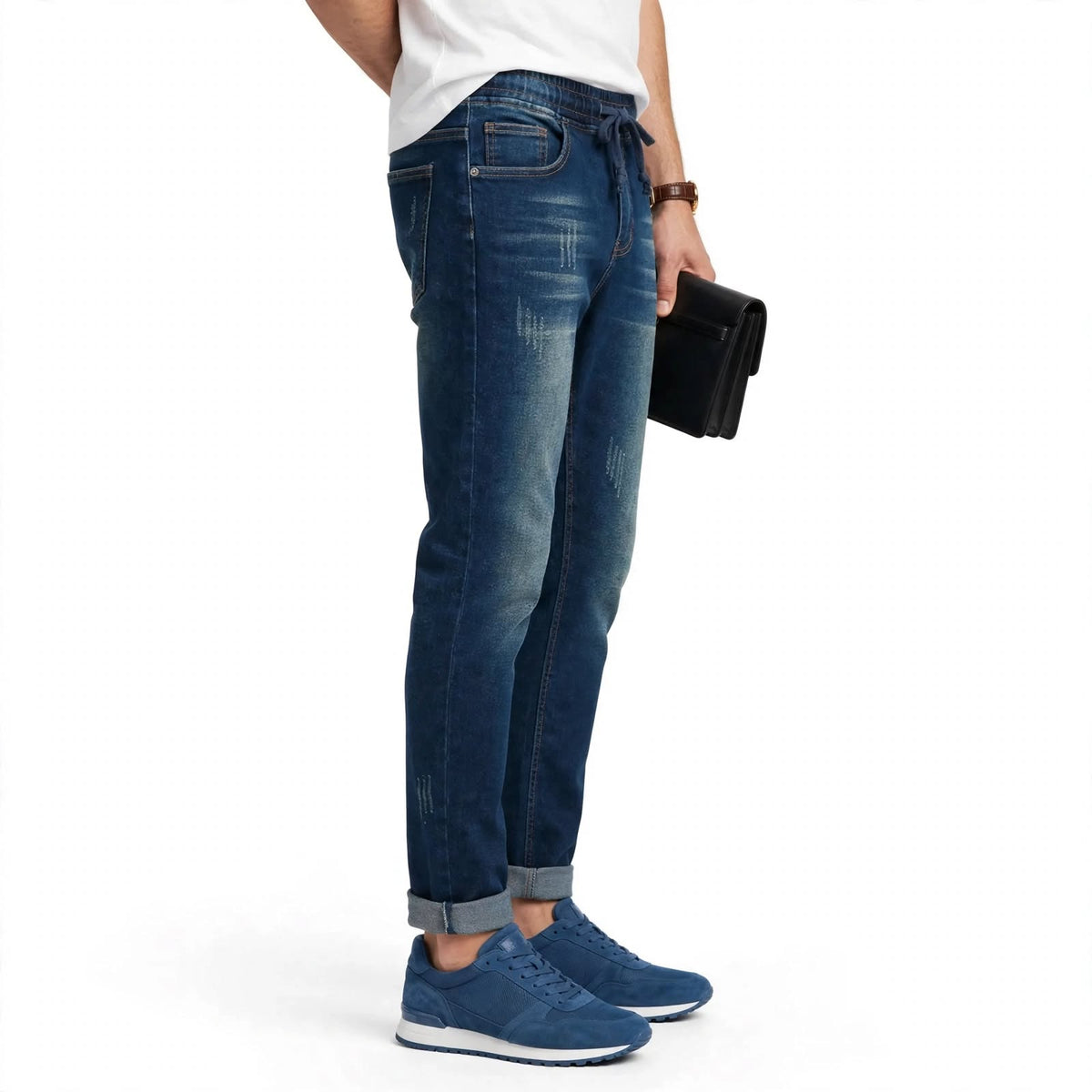 Cotton Narrow Fit Denim Jeans – Faded Casual Wear For Men
