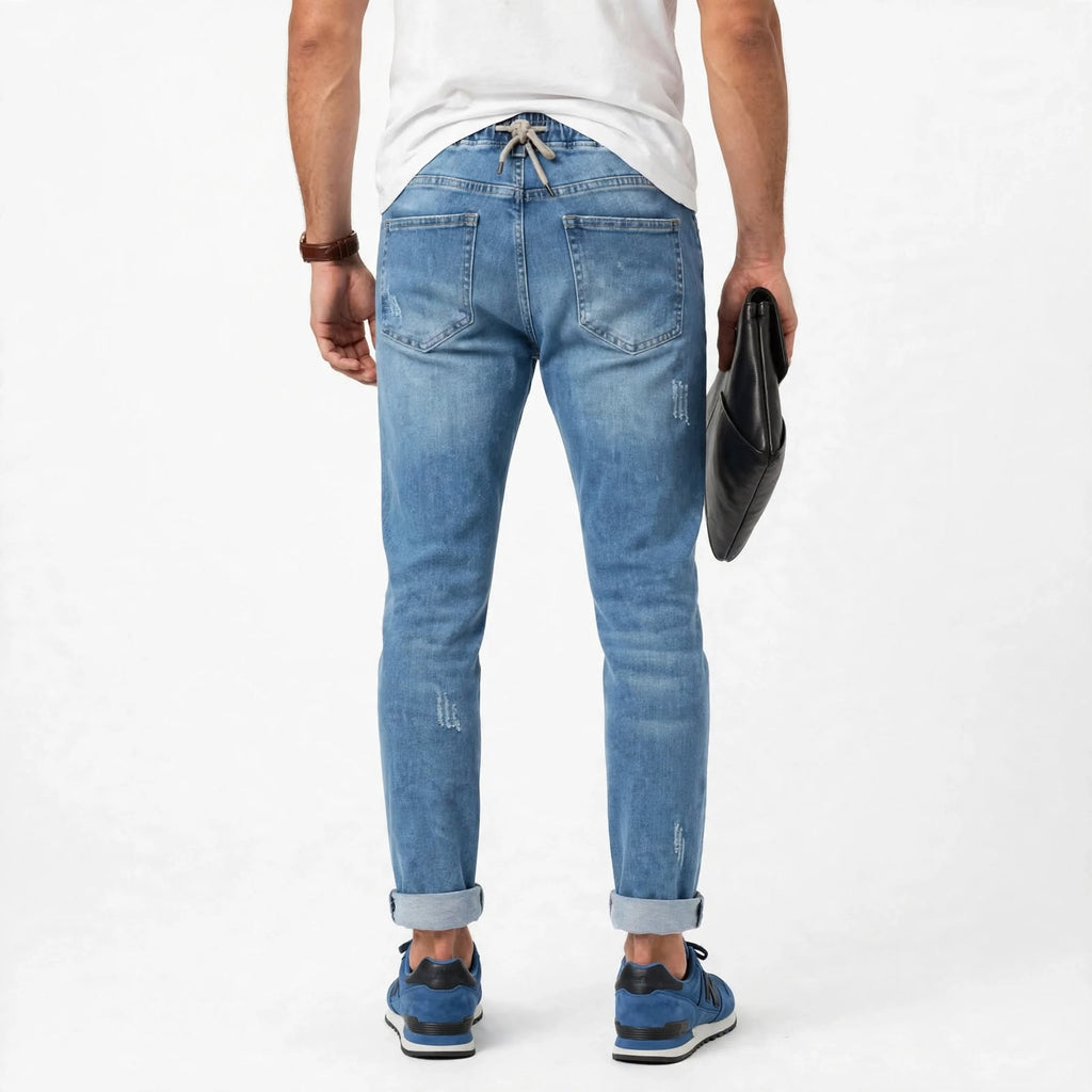 Cotton Narrow Fit Denim Jeans – Faded Casual Wear For Men