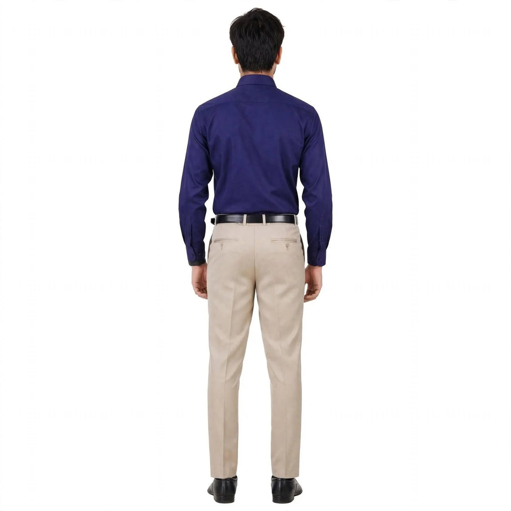 Flat Front Formal Trouser – Cotton Blend Regular Fit Mid Rise For Men