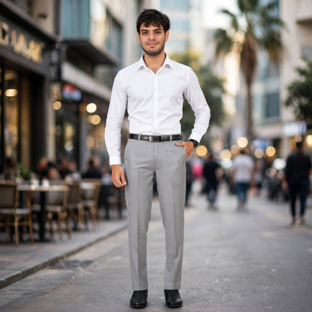 Flat Front Formal Trouser – Cotton Blend Regular Fit Mid Rise bb For Men