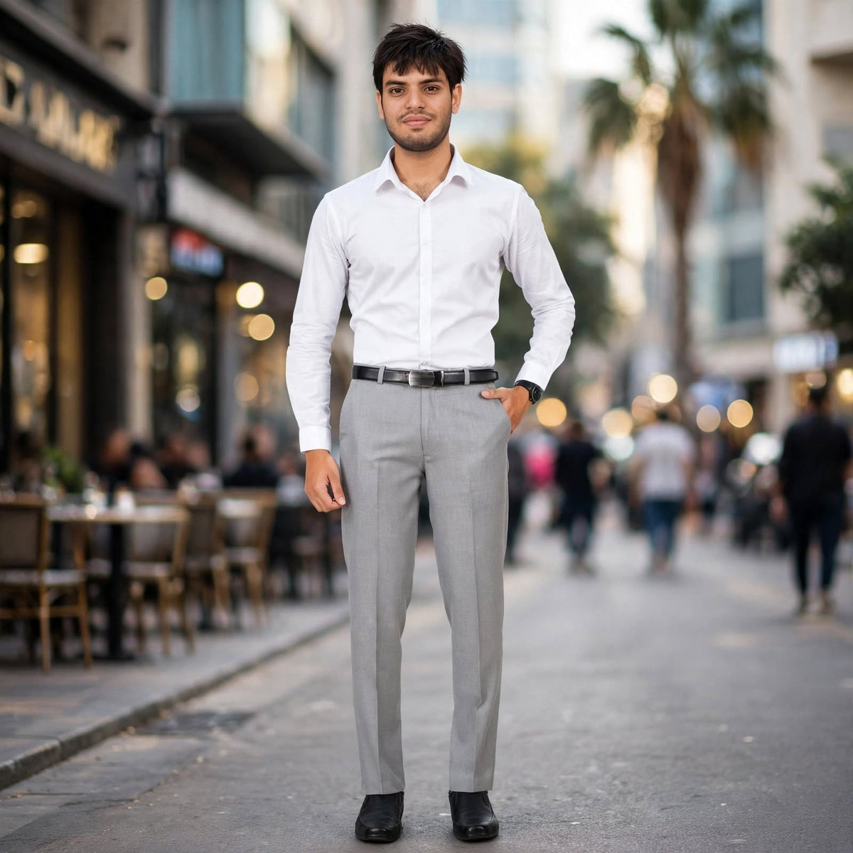 Flat Front Formal Trouser – Cotton Blend Regular Fit Mid Rise bb For Men