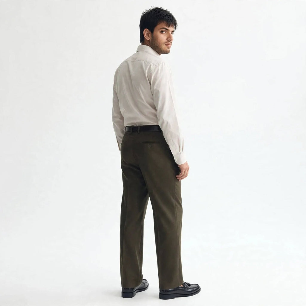 Regular Fit Formal Trouser – Cotton Lycra Single Pleated Tailored Pants For Men