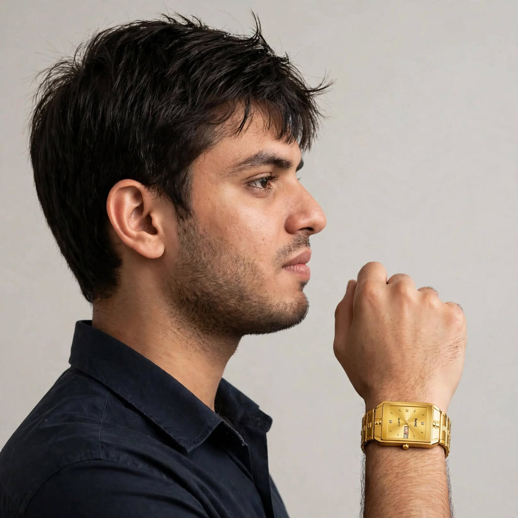Automatic Watch | Alloy Band with Champagne Dial & American Diamond For Men