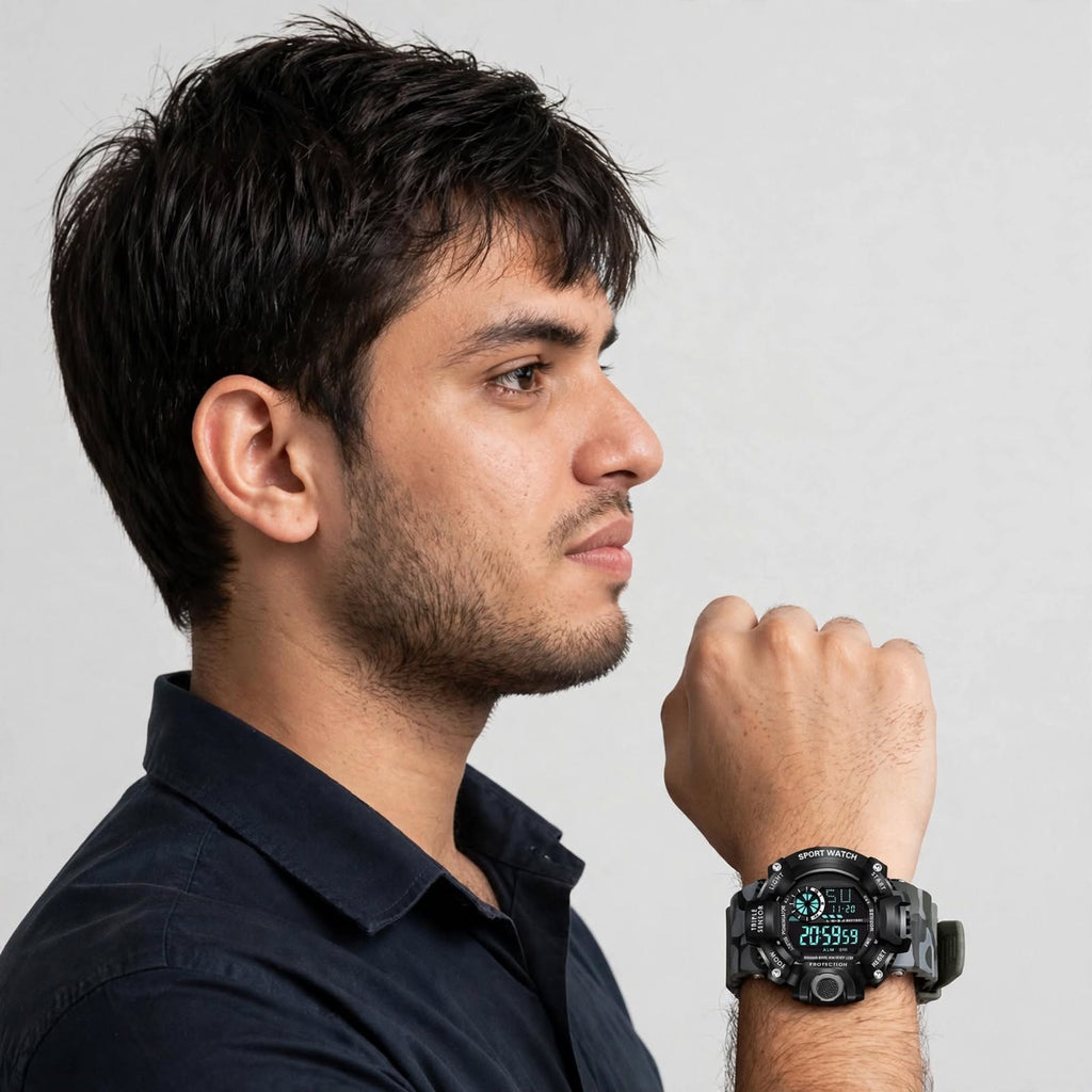 IIK COLLECTION Digital Sports Watch & Boys | Multifunctional Round Dial For Men