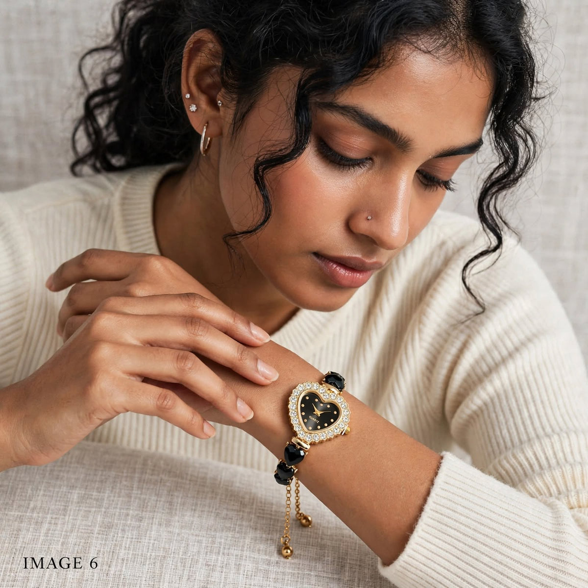 Fashion Frill Heart Watch Bracelet | Plated FFBL269 For Women