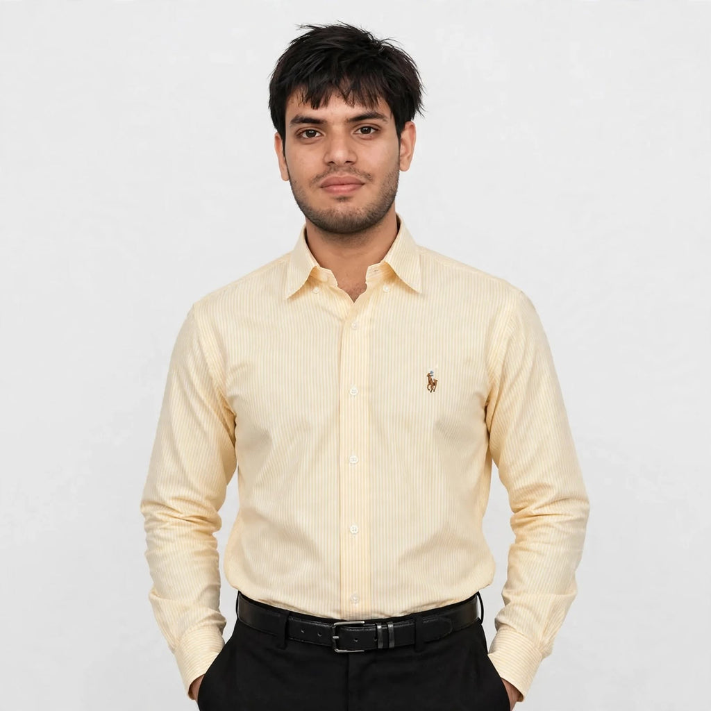 US Polo Striped Cotton Shirt – Regular Fit Full Sleeve Button-Down For Men
