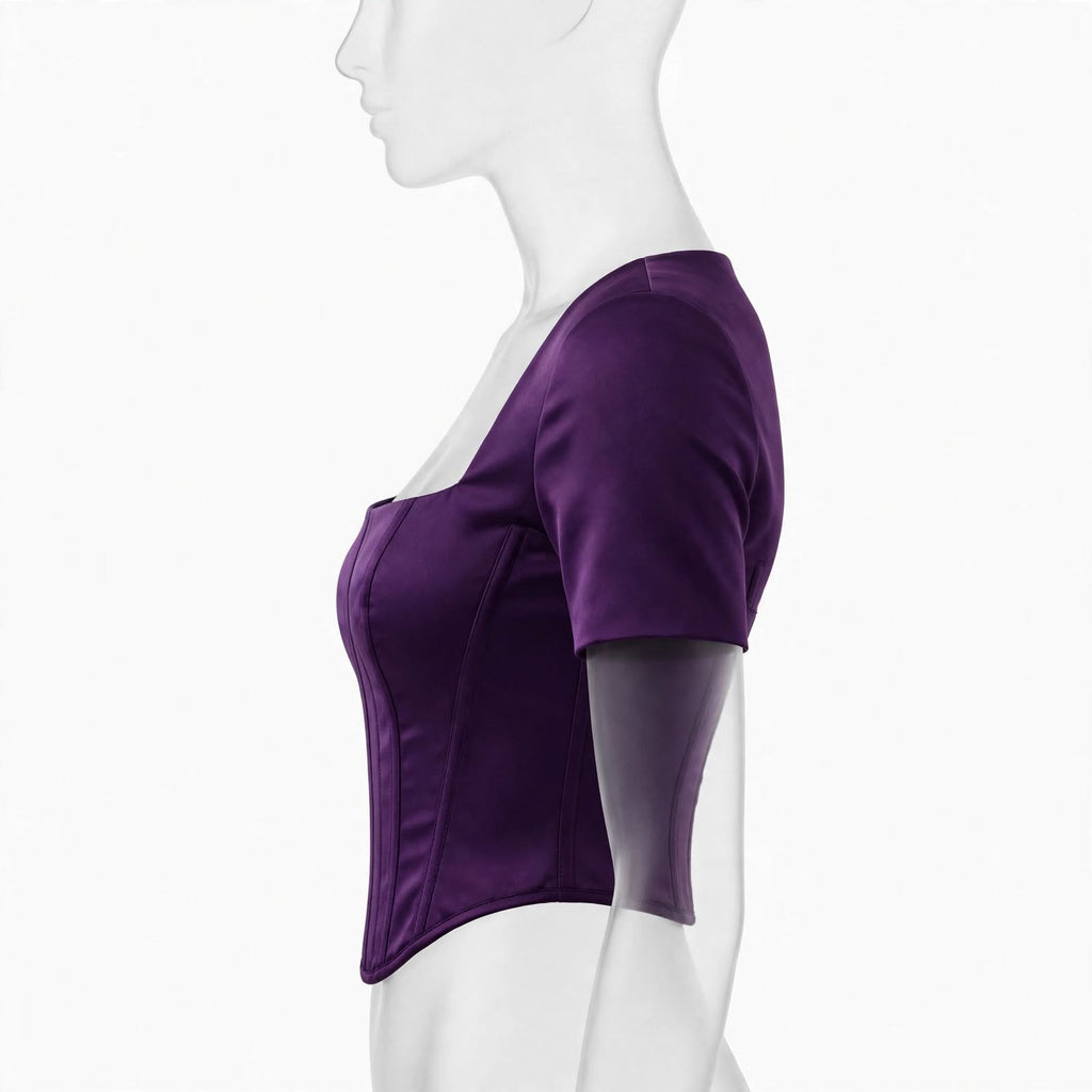 Wo Cotton Scoop Neck Crop Top | Half Sleeve Casual Top For Women