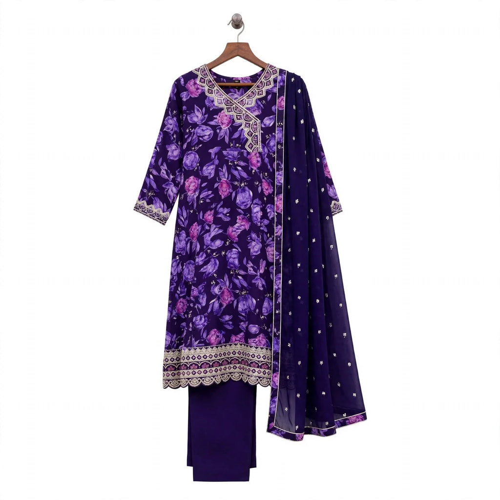JSR Wo Milano Frock Pant Set with Chinnon Dupatta & Zari Hand Work For Women