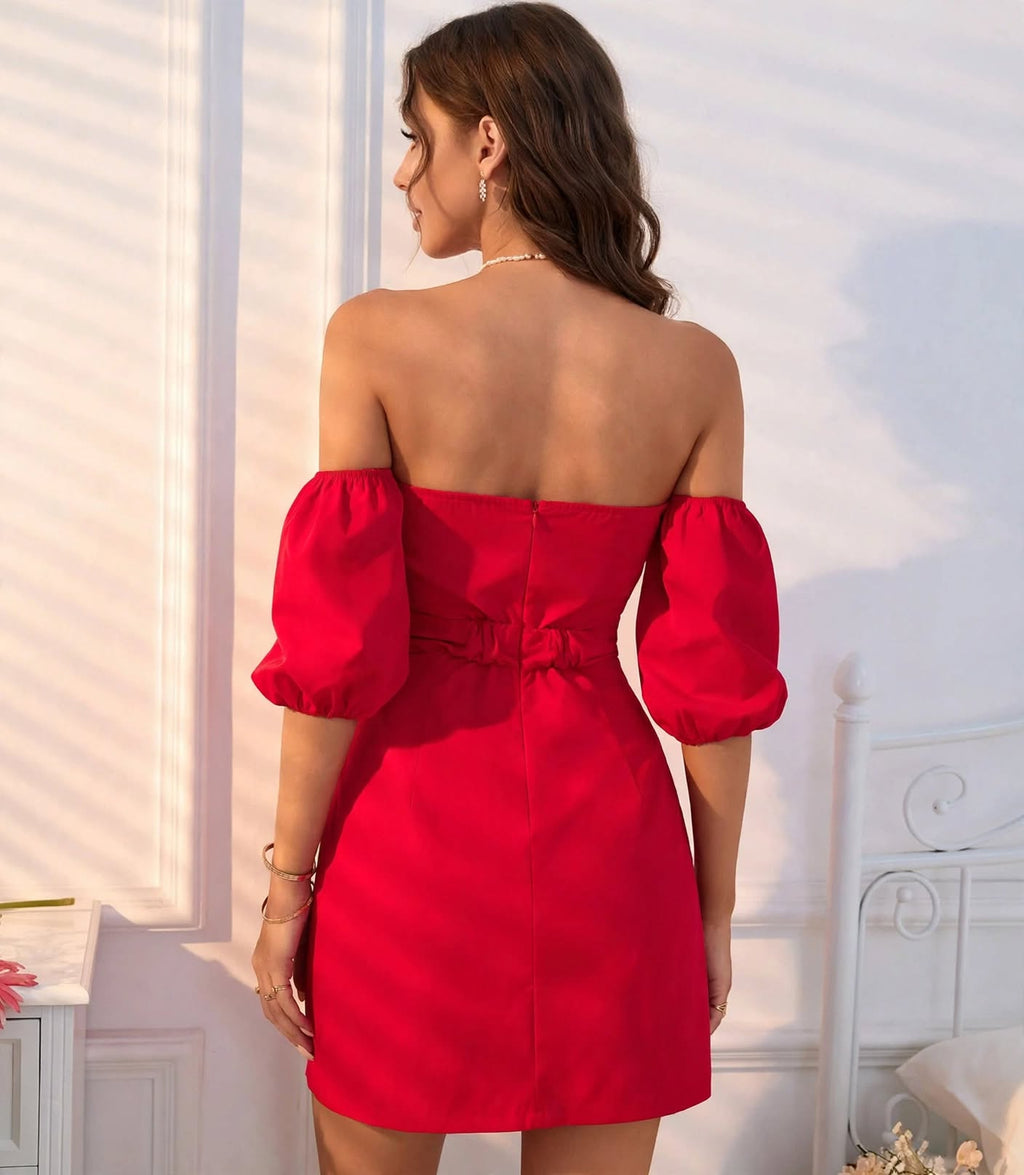Wo Off Shoulder Dress | Puff Sleeve Short Dress For Women