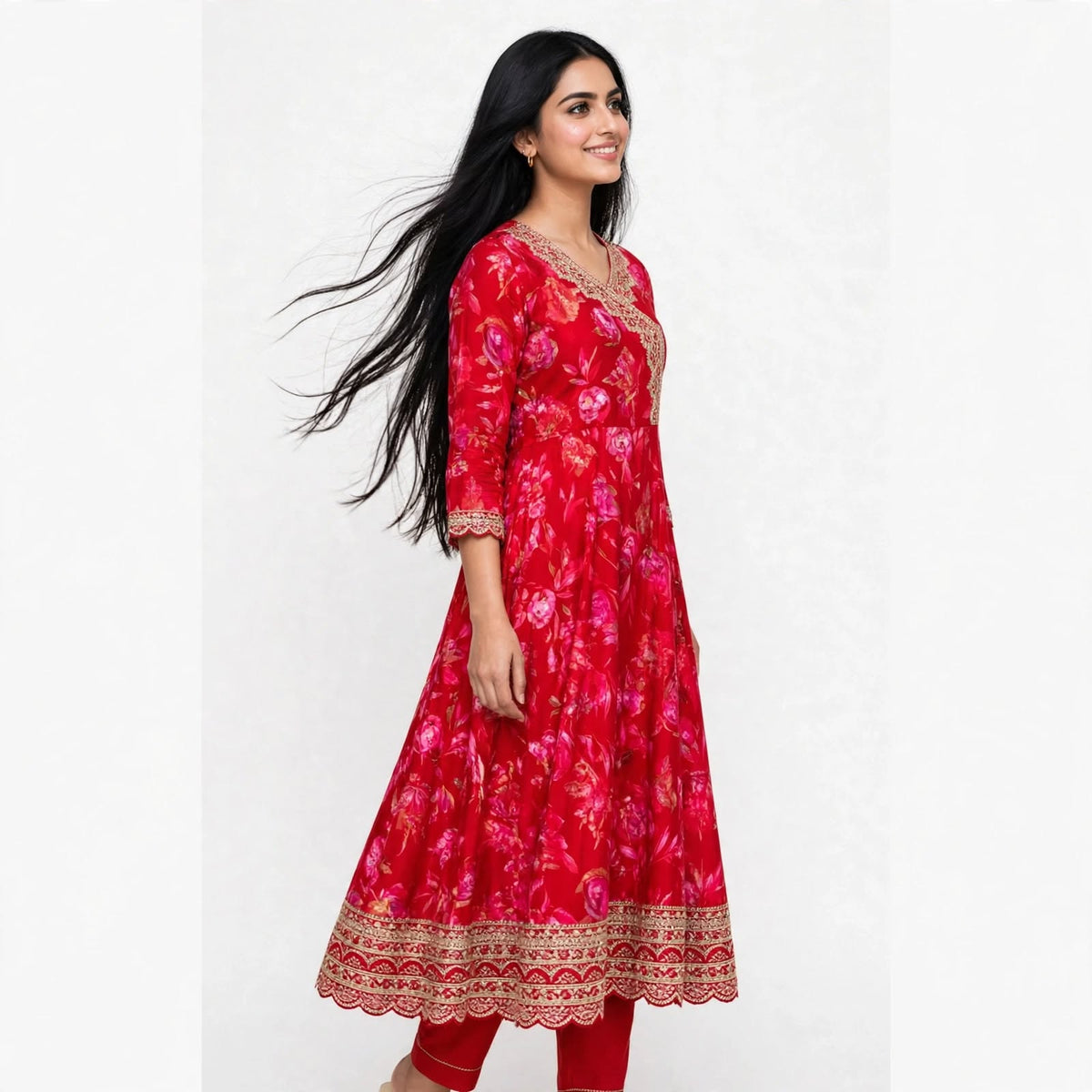 JSR Wo Milano Frock Pant Set with Chinnon Dupatta & Zari Hand Work For Women
