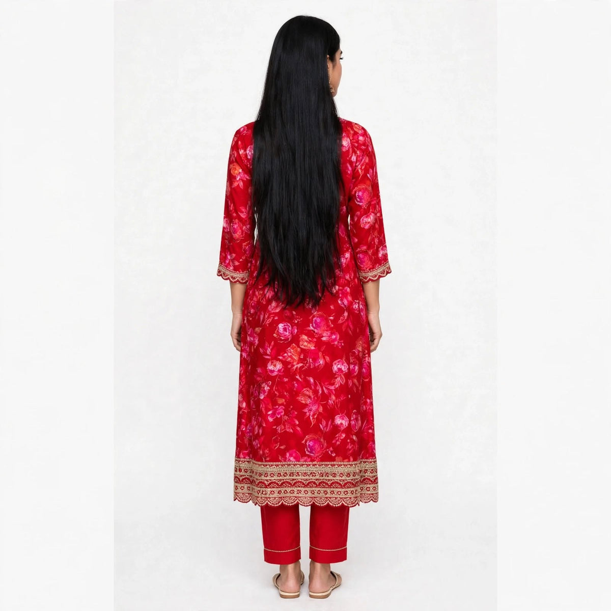 JSR Wo Milano Frock Pant Set with Chinnon Dupatta & Zari Hand Work For Women