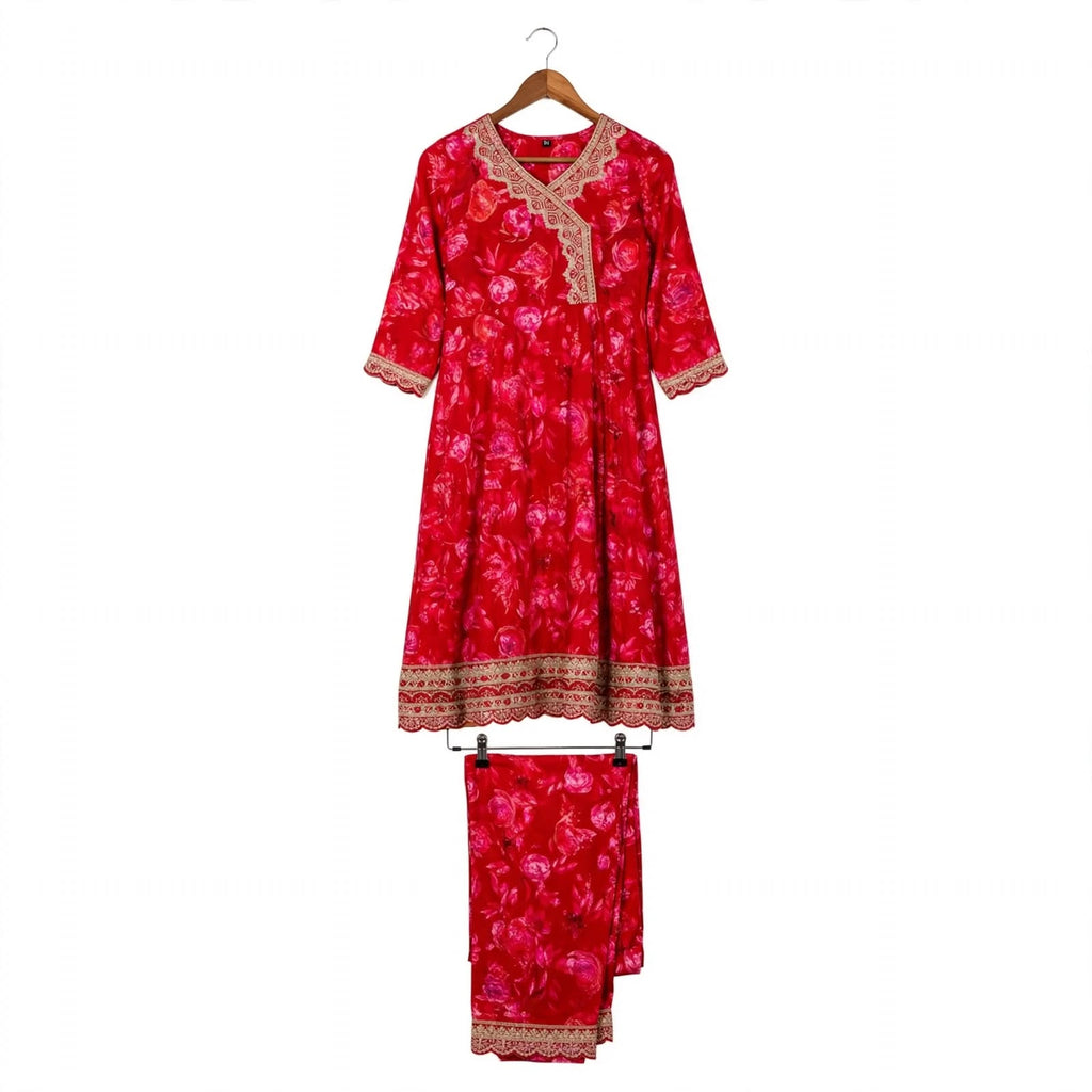 JSR Wo Milano Frock Pant Set with Chinnon Dupatta & Zari Hand Work For Women