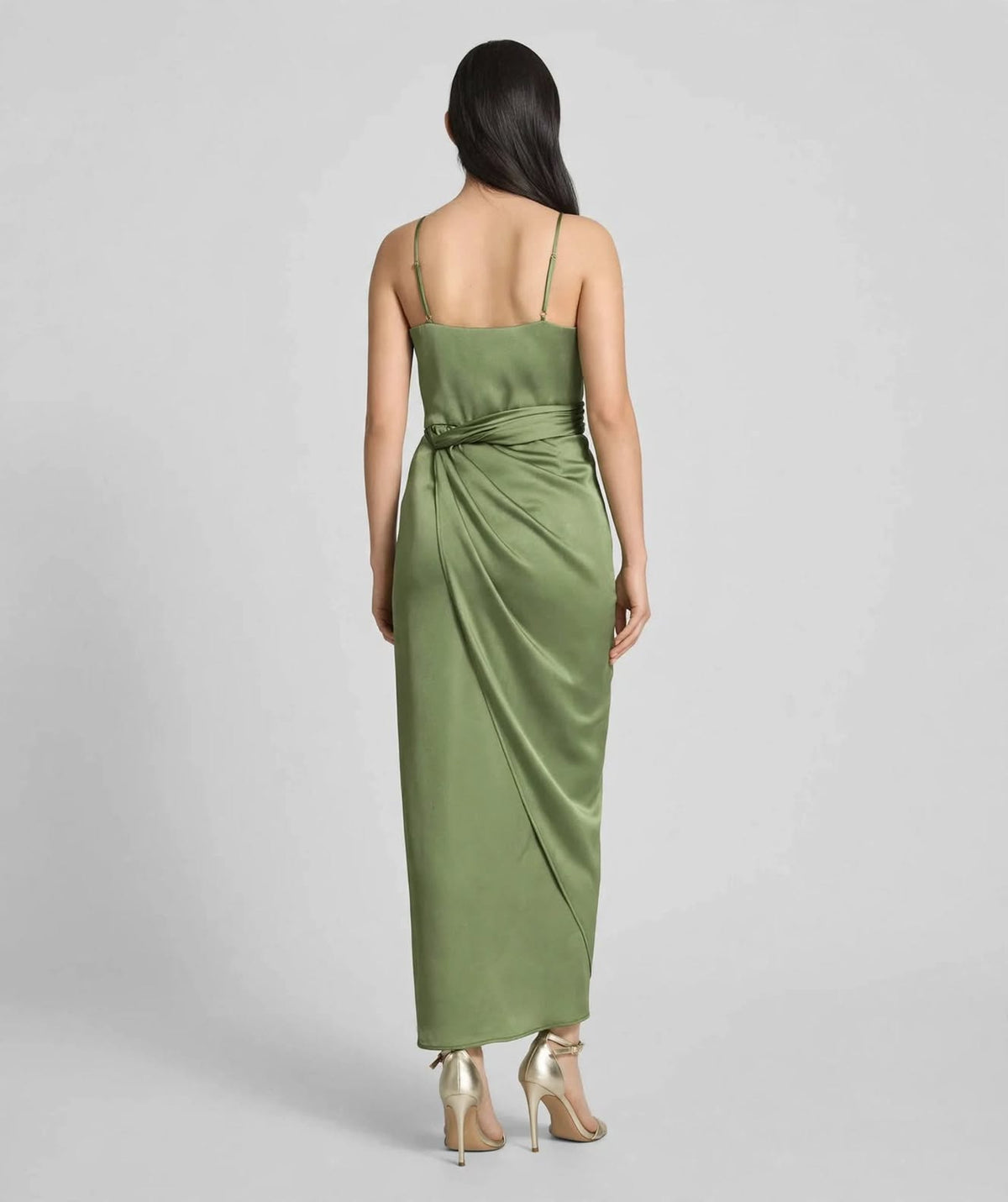Wo Satin Wrap Maxi Dress | Sleeveless V Neck Party Dress For Women