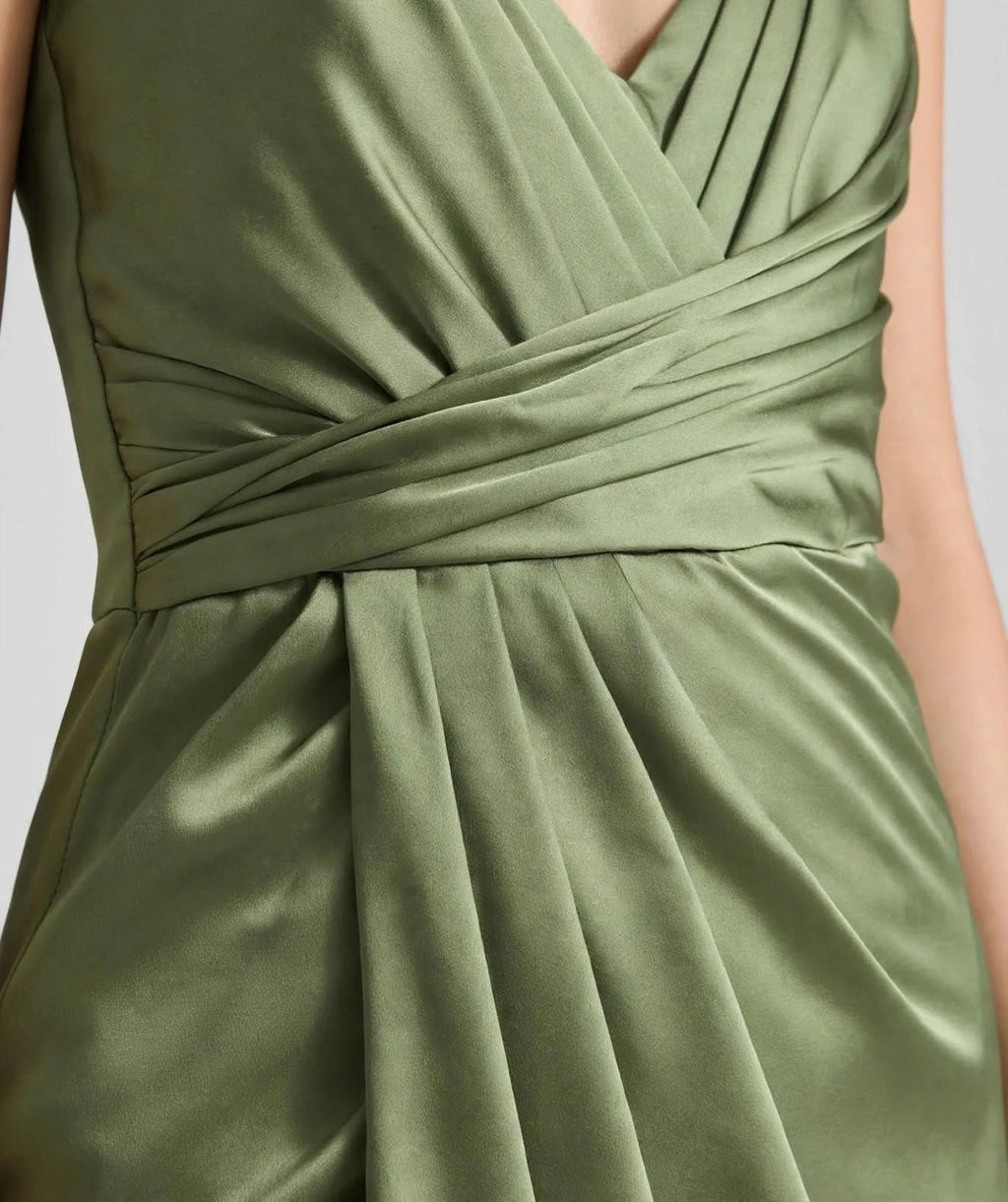 Wo Satin Wrap Maxi Dress | Sleeveless V Neck Party Dress For Women