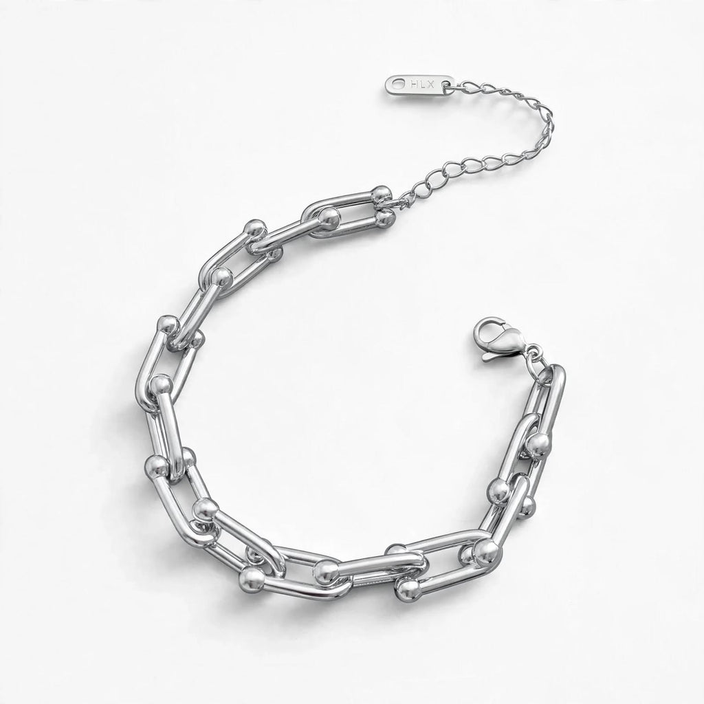 Fashion Frill Square Box Chain Bracelet | Rhodium Plated FFBL256 For Women