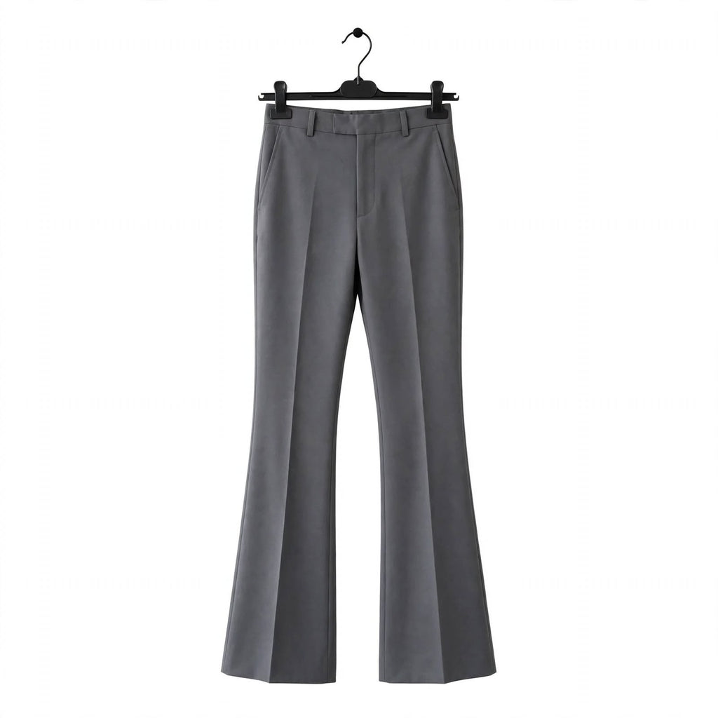 Flared Tailored Formal Trouser – Cotton Blend Regular Fit Mid Rise For Men
