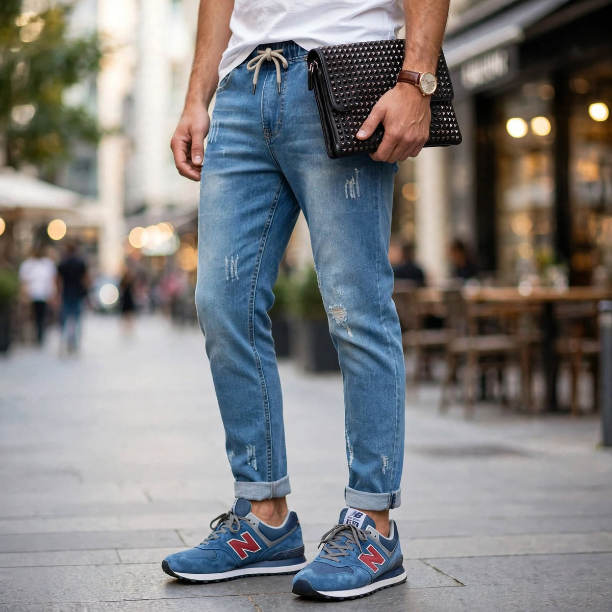 Cotton Narrow Fit Denim Jeans – Faded Casual Wear For Men