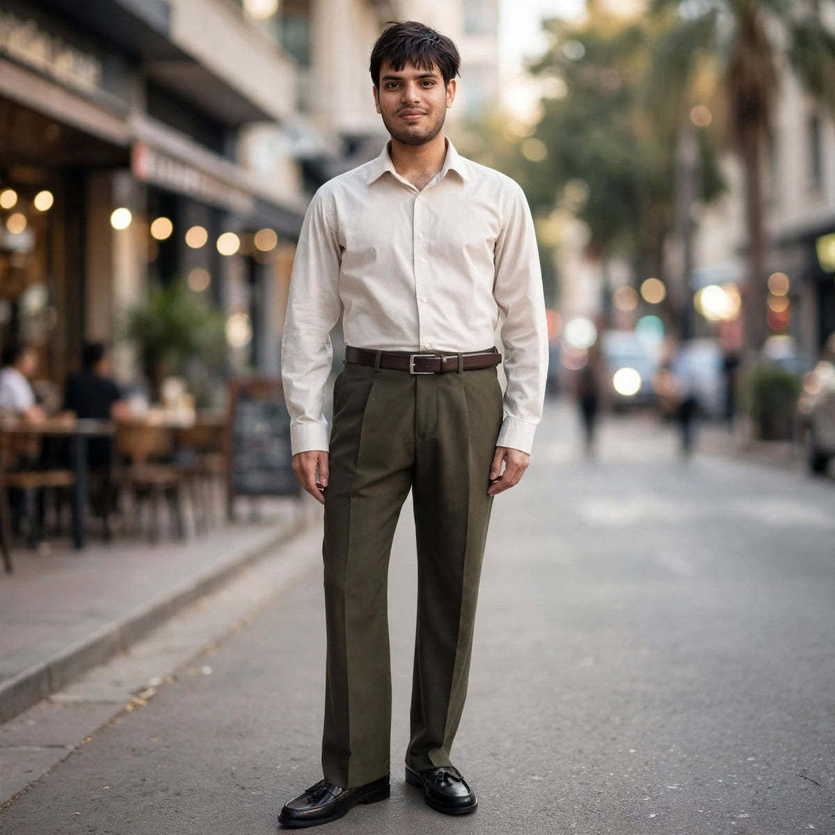 Regular Fit Formal Trouser – Cotton Lycra Single Pleated Tailored Pants For Men