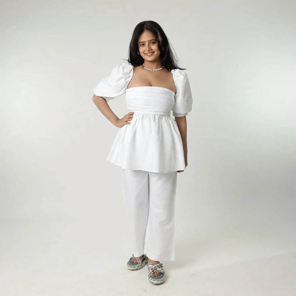 Wo Cotton A Line Dress | Square Neck 3/4 Sleeve Casual Dress For Women