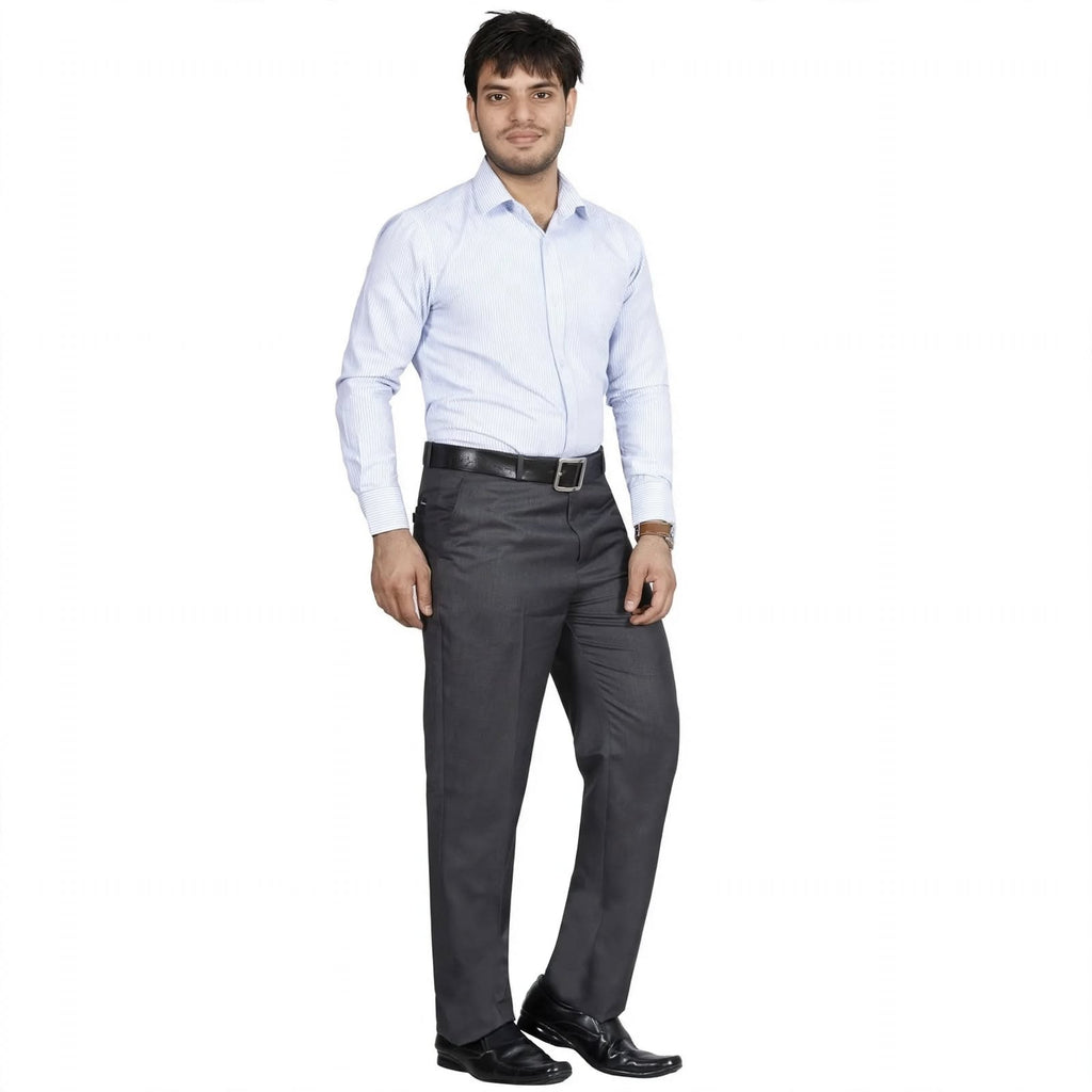 Flat Front Formal Trouser – Cotton Blend Regular Fit Mid Rise For Men