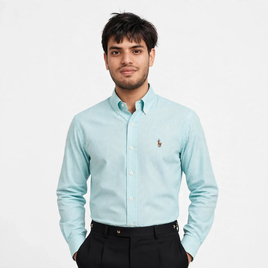 US Polo Striped Cotton Shirt – Regular Fit Full Sleeve Button-Down For Men