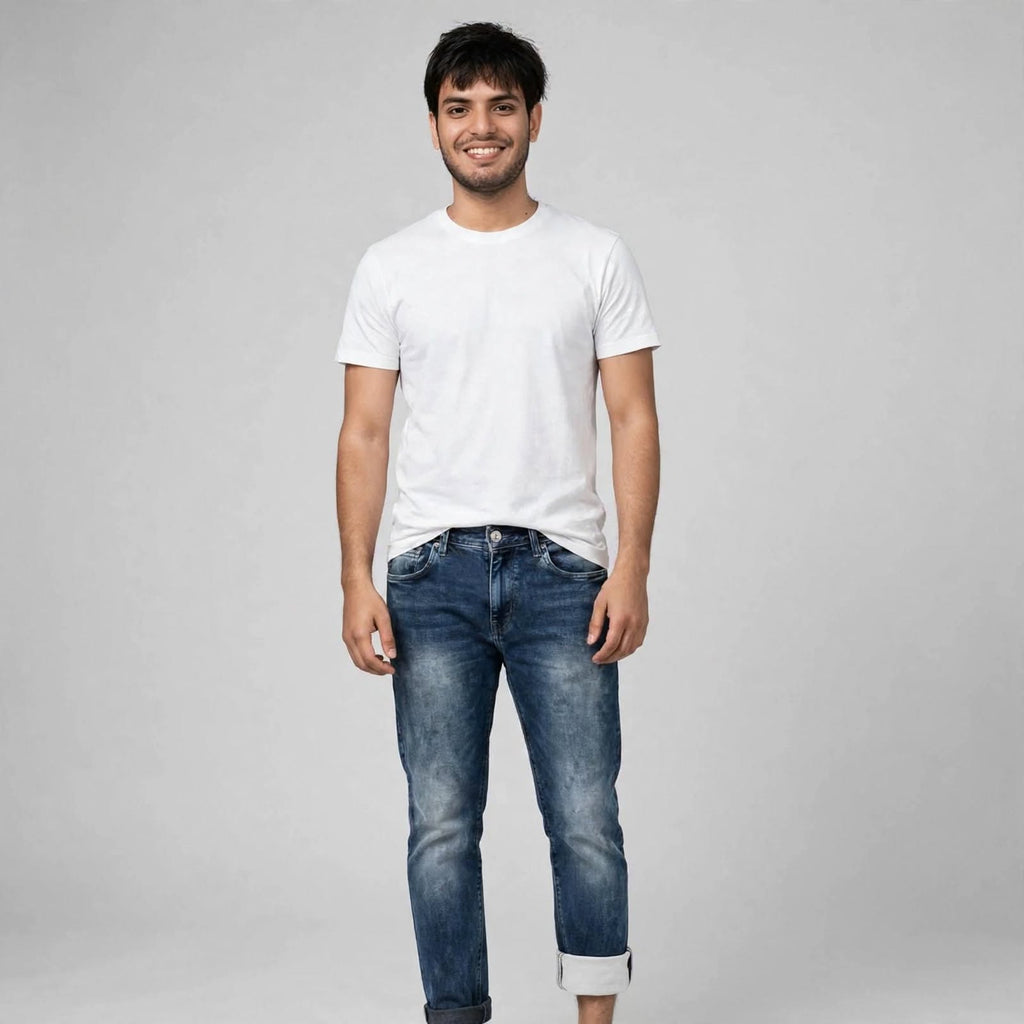 Cotton Jeans | Comfortable Faded Casual Denim For Men