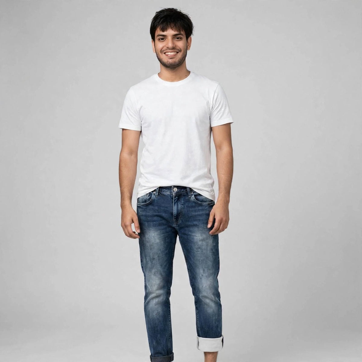 Cotton Jeans | Comfortable Faded Casual Denim For Men