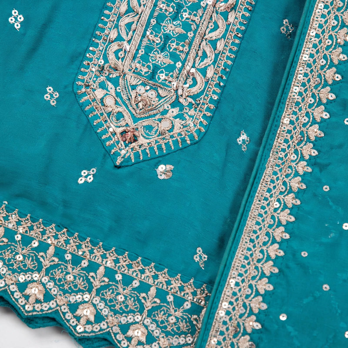 JSR Wo Vartican Frock Pant Set with Chinnon Dupatta & Zari Work For Women