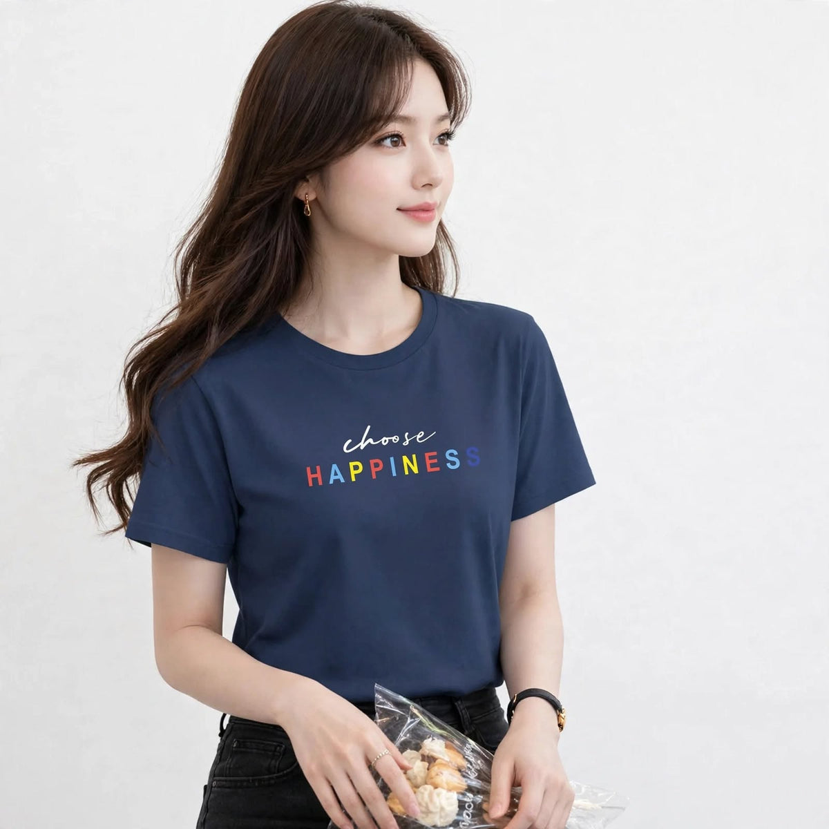 Wo Cotton Lycra T-Shirt | Regular Fit Round Neck Top For Women