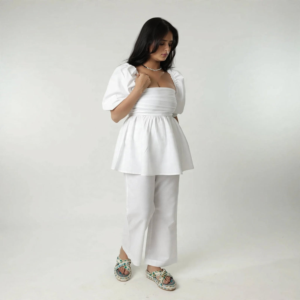Wo Cotton A Line Dress | Square Neck 3/4 Sleeve Casual Dress For Women