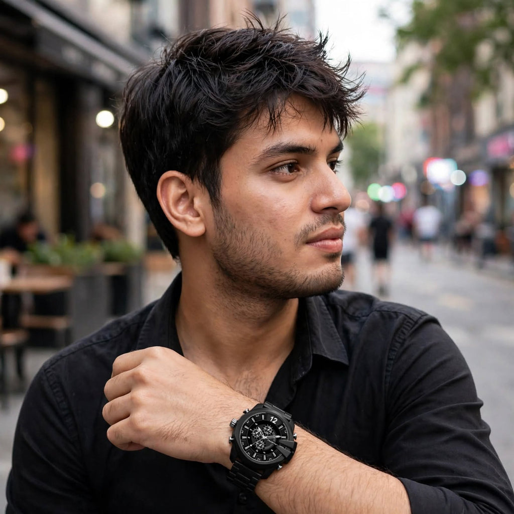 Premium Analog Wrist Watch | Round Dial, Rubber Strap & Quartz Movement For Men