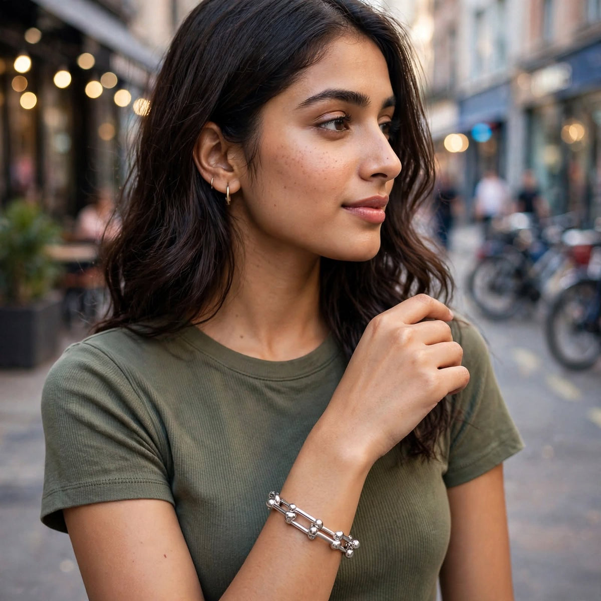 Fashion Frill Square Box Chain Bracelet | Rhodium Plated FFBL256 For Women