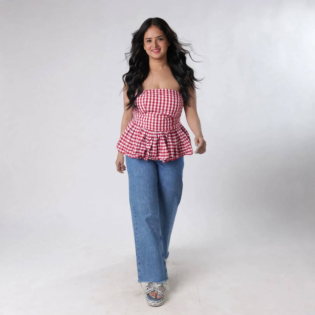 Wo Printed Off Shoulder Top | Slim Fit Short Polycotton Casual Top For Women