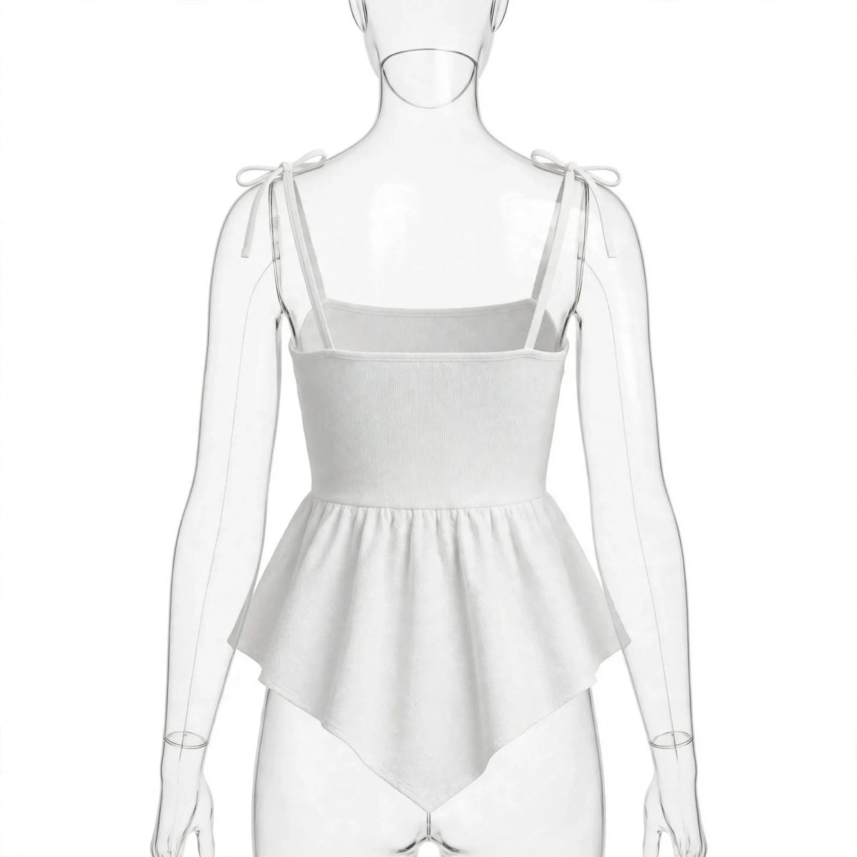 Wo Ribbed Peplum Top | Square Neck Sleeveless Casual Top For Women